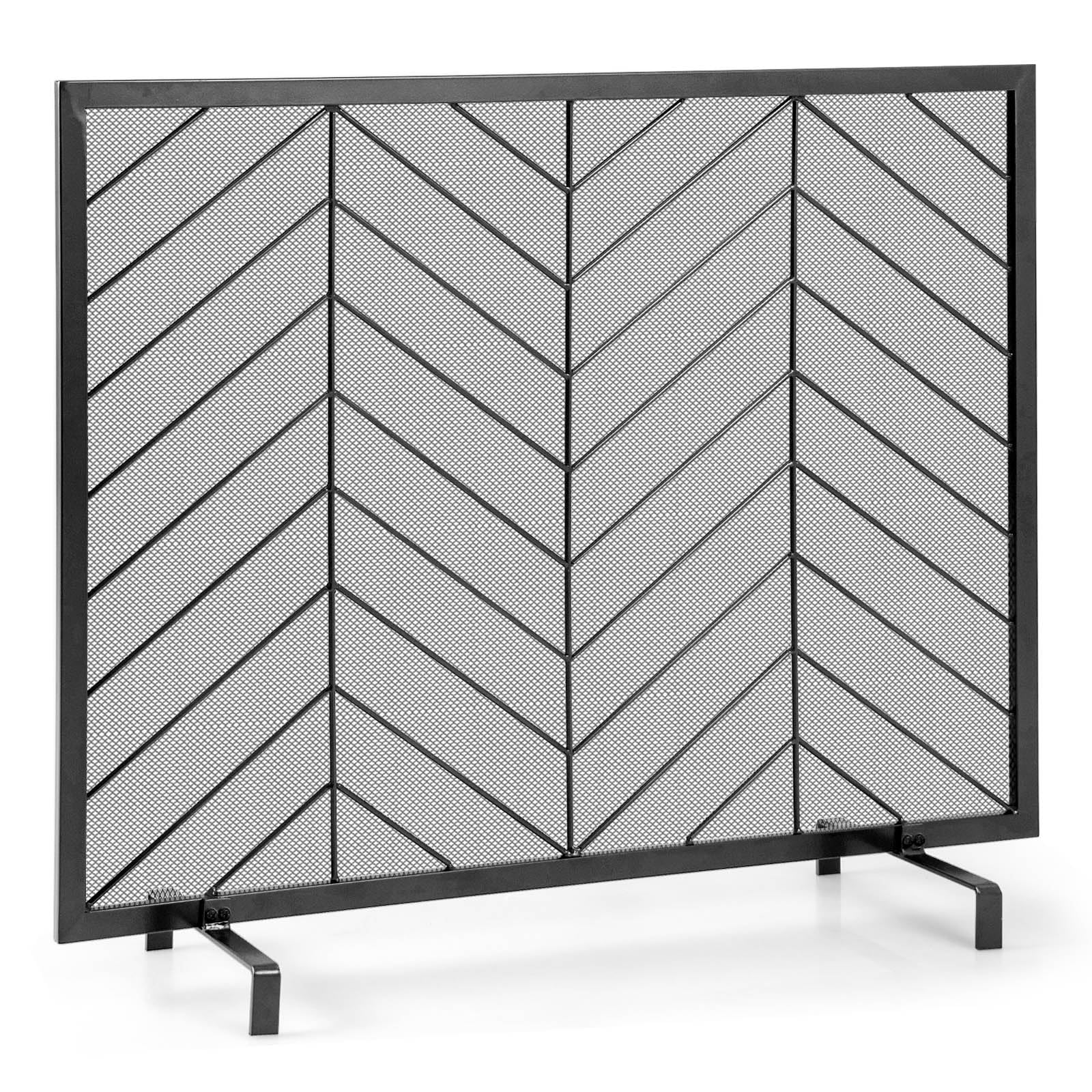 Tangkula Single Panel Fireplace Screen, Wrought Metal Fire Spark Guard